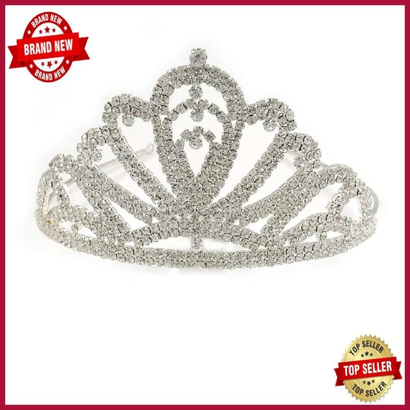 Rhodium Plated Austrian Crystal Tiara Bridal Prom Headband